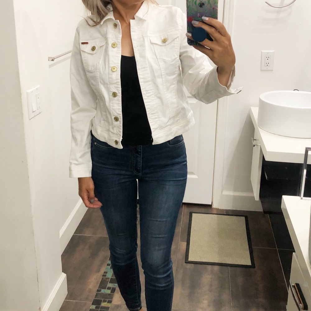 isaac mizrahi White Denim Jacket Size 4